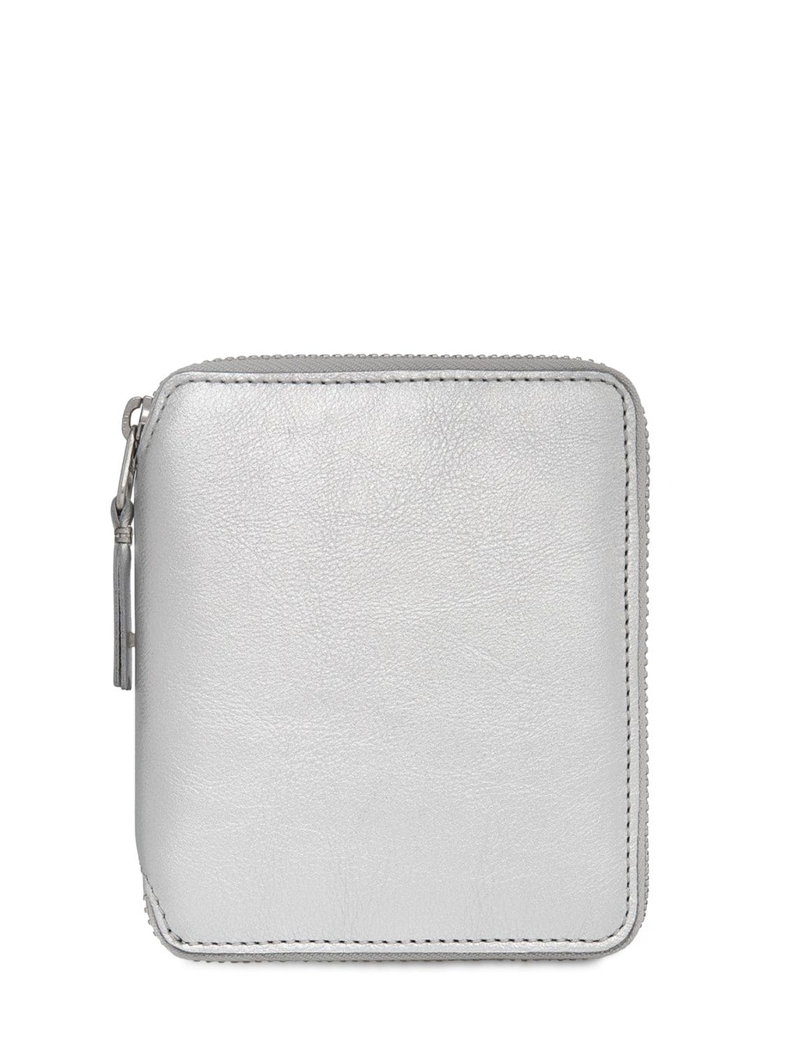 Image of Silver Leather Zip-around Wallet
