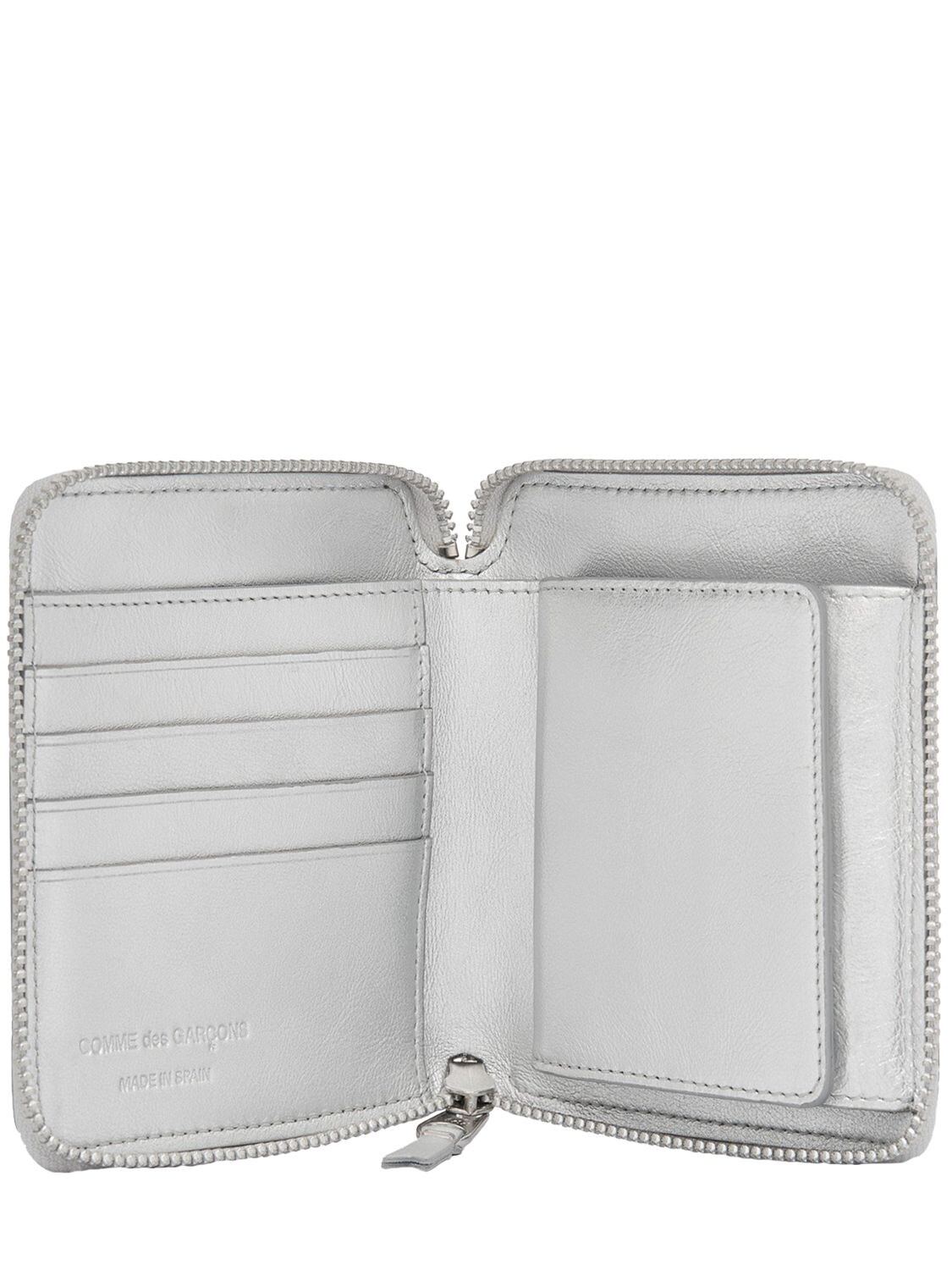 Shop Comme Des Garçons Silver Leather Zip-around Wallet