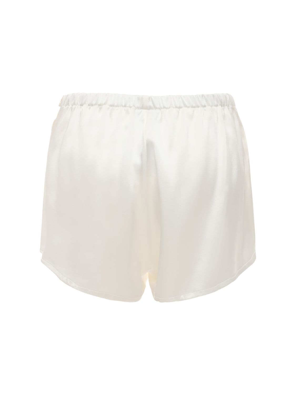 Shop La Perla Silk Satin Shorts In Ivory