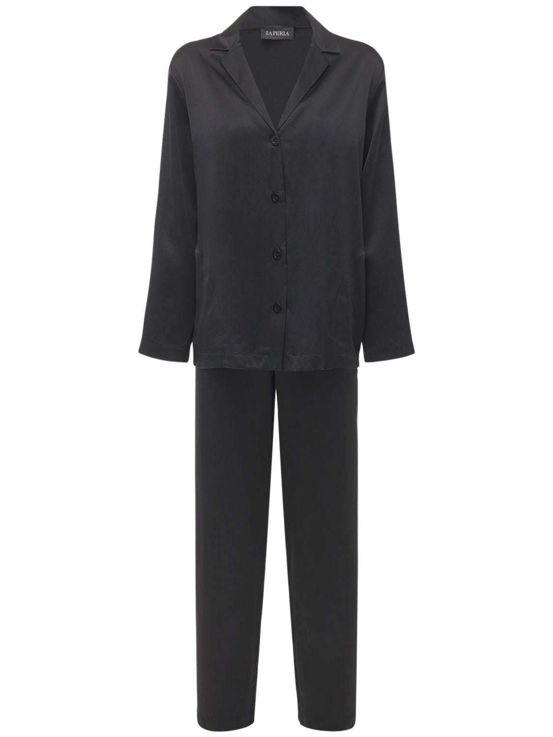 La Perla Silk Satin Pajama Shirt & Pants In Black