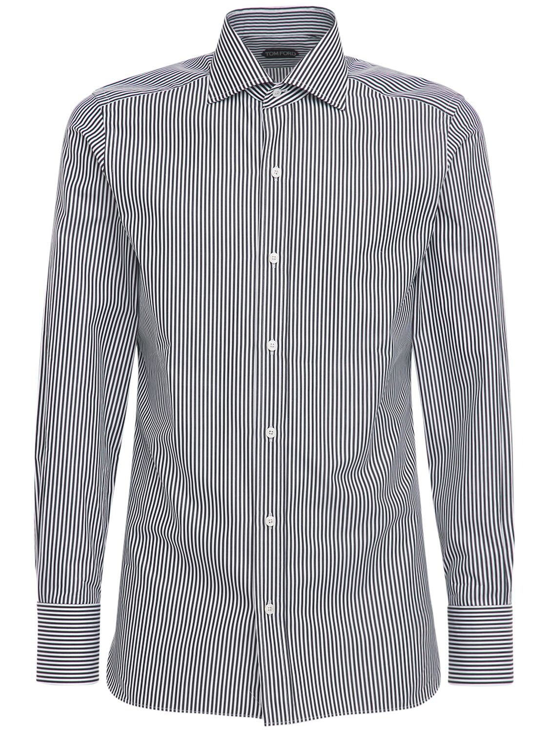 Tom Ford - Sharp stripe cotton shirt - White/Black | Luisaviaroma