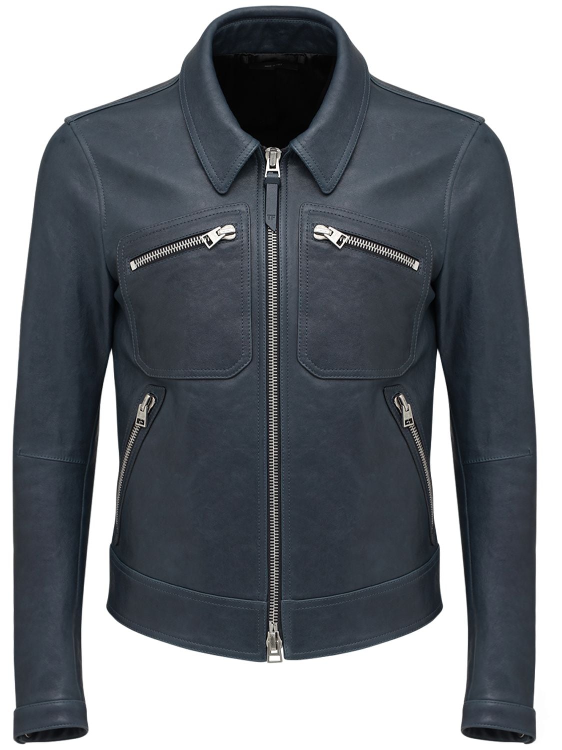 TOM FORD WORKED LEATHER SHIRT JACKET,73IY1B022-QJA50