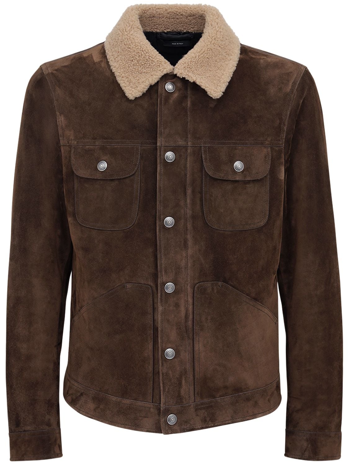 Tom Ford Slim-fit Shearling-trimmed Suede Trucker Jacket In Brown ...