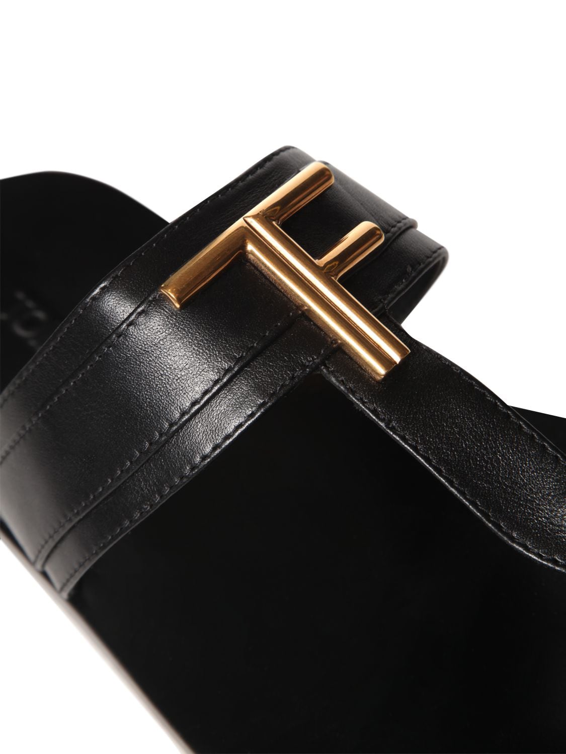 Tom Ford Brighton Leather Flip-flops In Black And Gold In Black