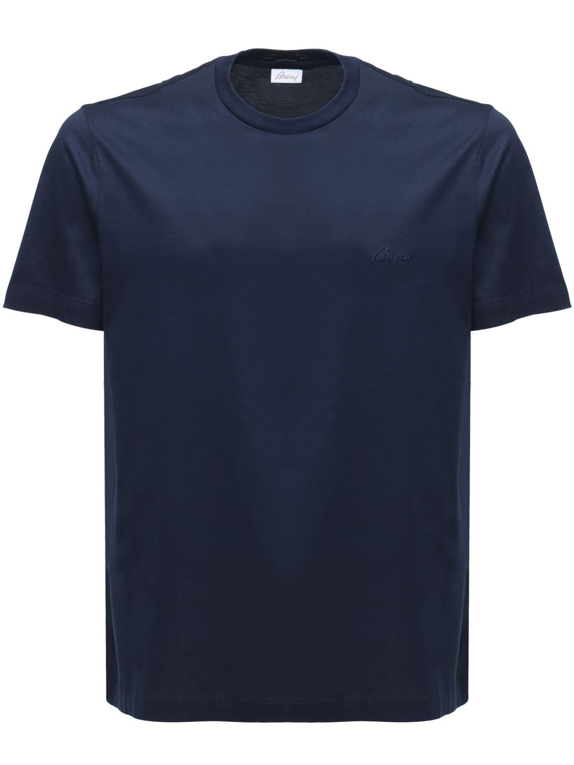 Brioni - Logo embroidery cotton jersey t-shirt - Navy | Luisaviaroma