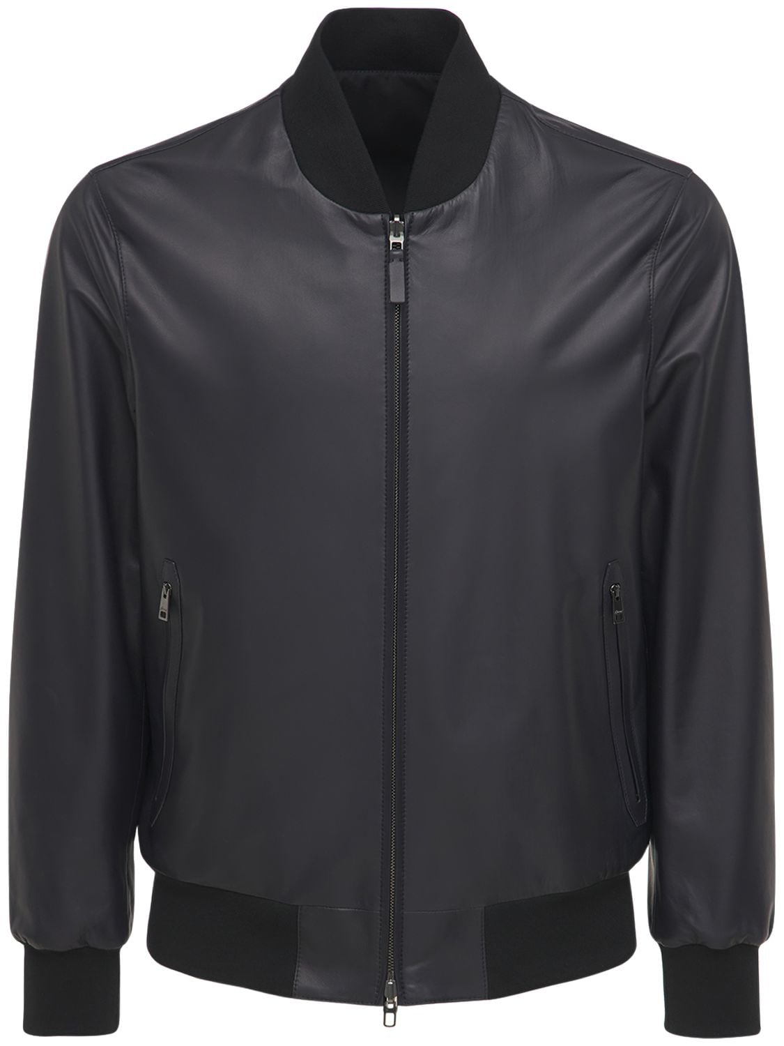 Brioni Reversible Leather & Wool Blend Jacket In Blue,black | ModeSens
