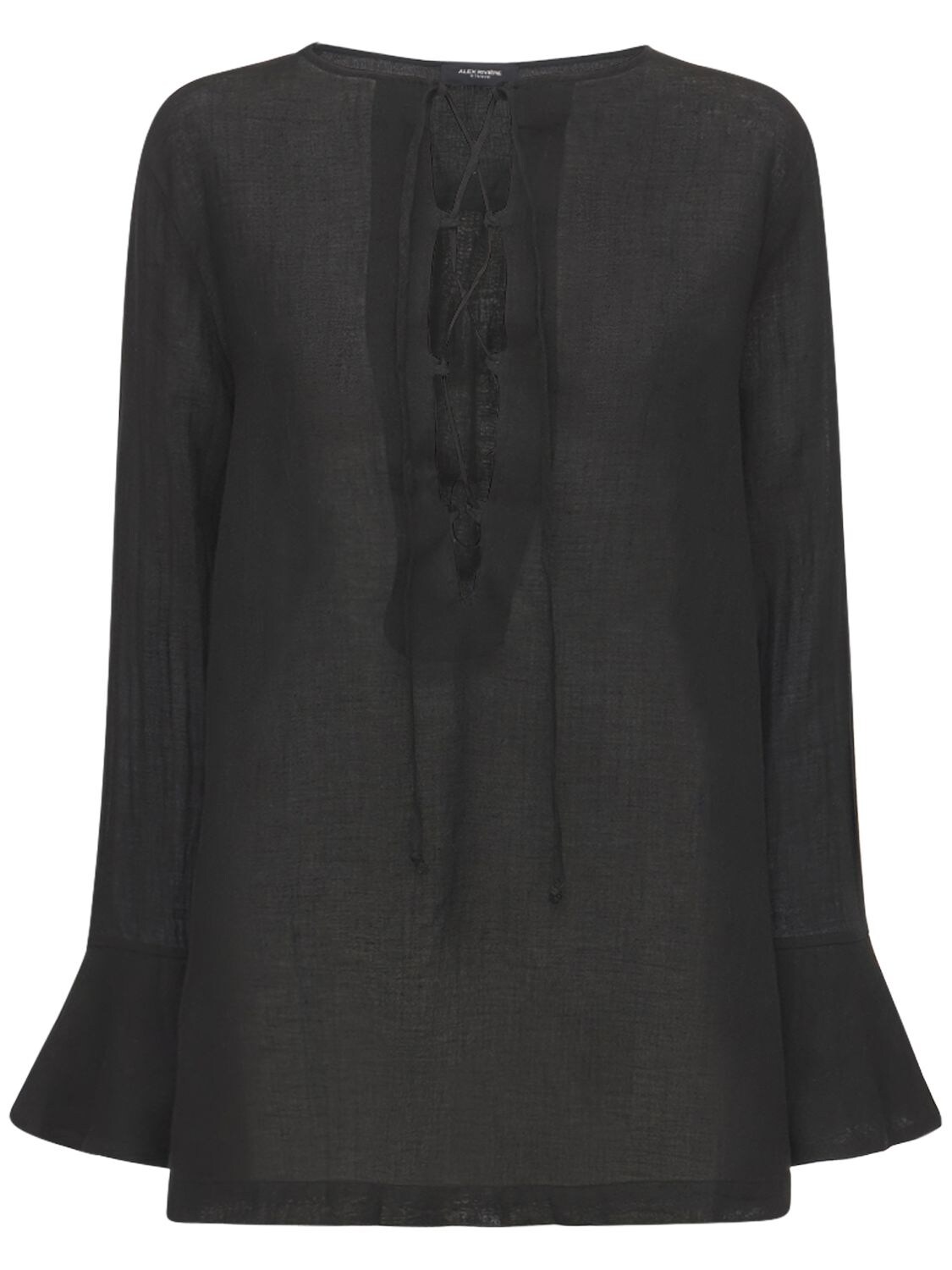 Alex Rivière Studio Allegra Cotton & Linen Mini Dress In Black