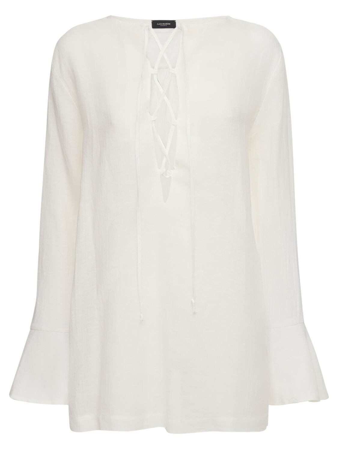 Alex Rivière Studio Allegra Cotton & Linen Mini Dress In White