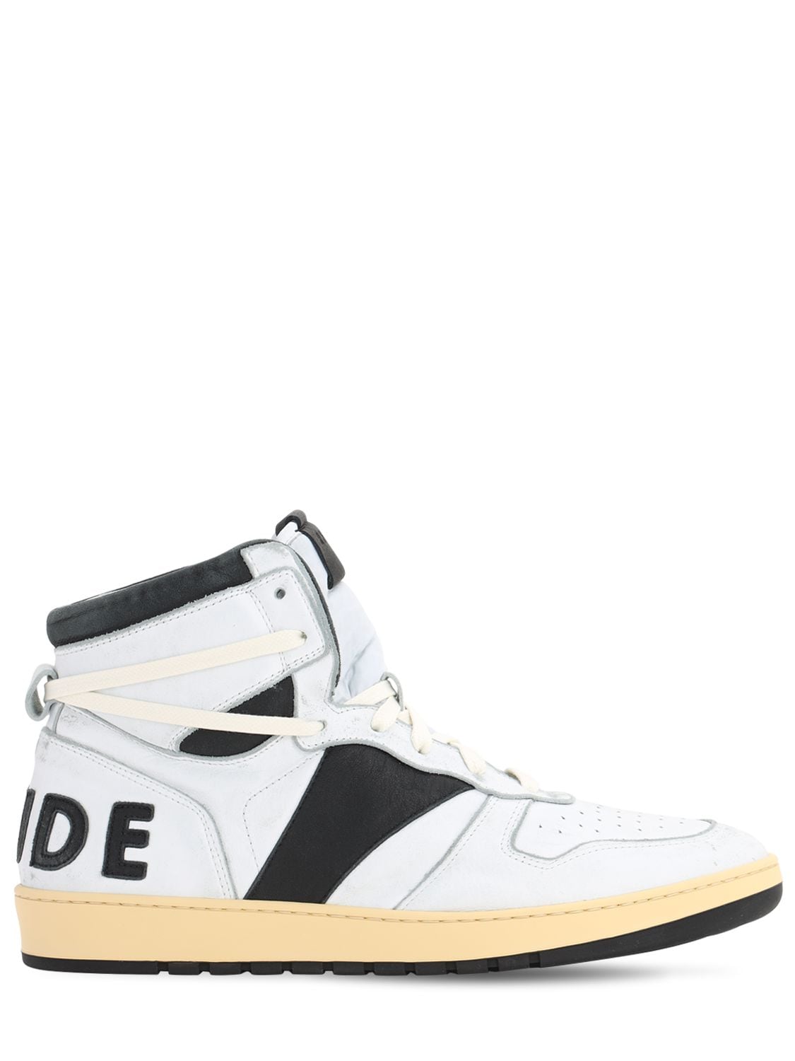 Rhude - Rhecess leather high top sneakers - White/Black | Luisaviaroma