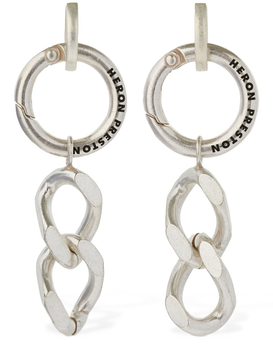 Heron Preston Chain Hoop Earrings In Silver