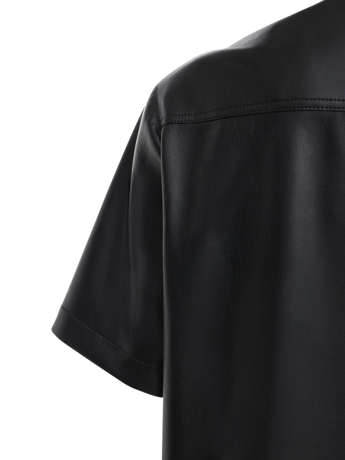 Shop Nanushka Faux Leather S/s Shirt In Black