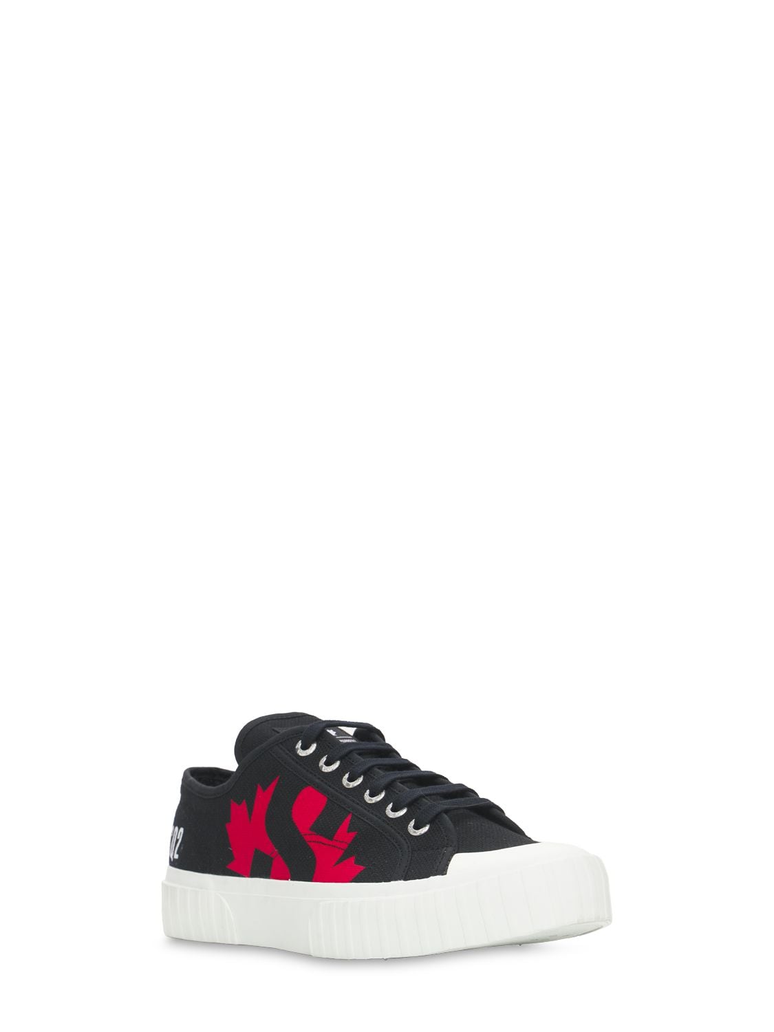 DSQUARED2 PRINTED COTTON CANVAS LACE-UP SNEAKERS
