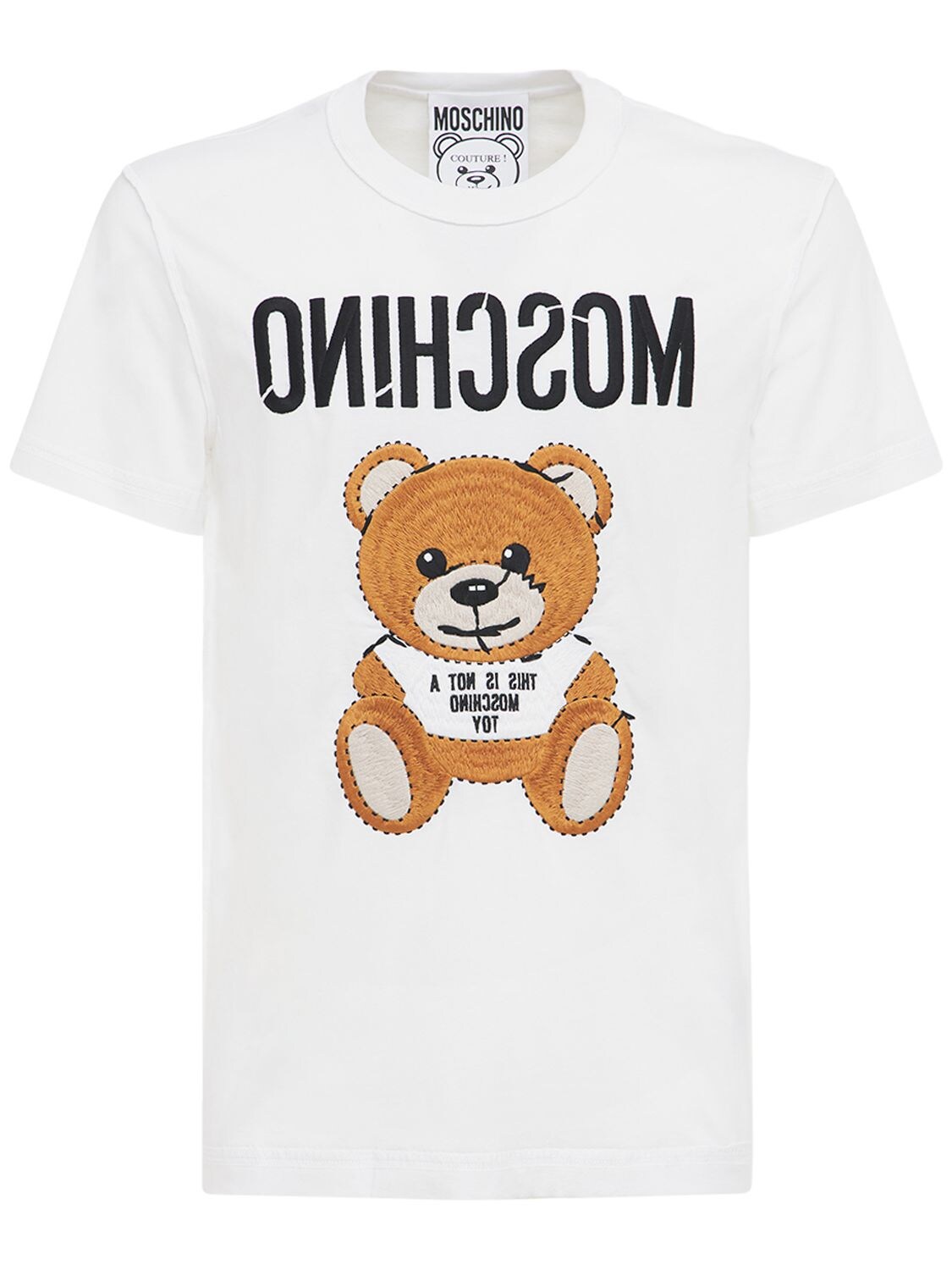 MOSCHINO LOGO & TEDDY EMBROIDERED S/S T-SHIRT,73IY5A005-MTAWMQ2