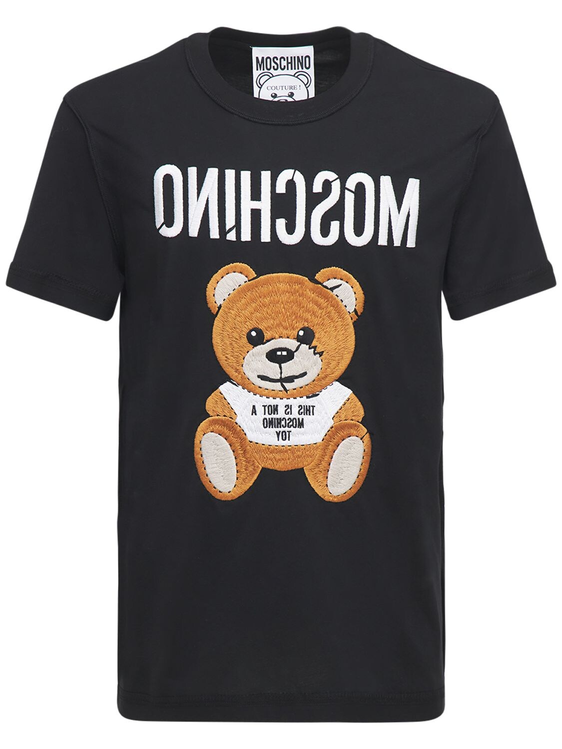 MOSCHINO LOGO & TEDDY EMBROIDERED S/S T-SHIRT,73IY5A005-MTU1NQ2