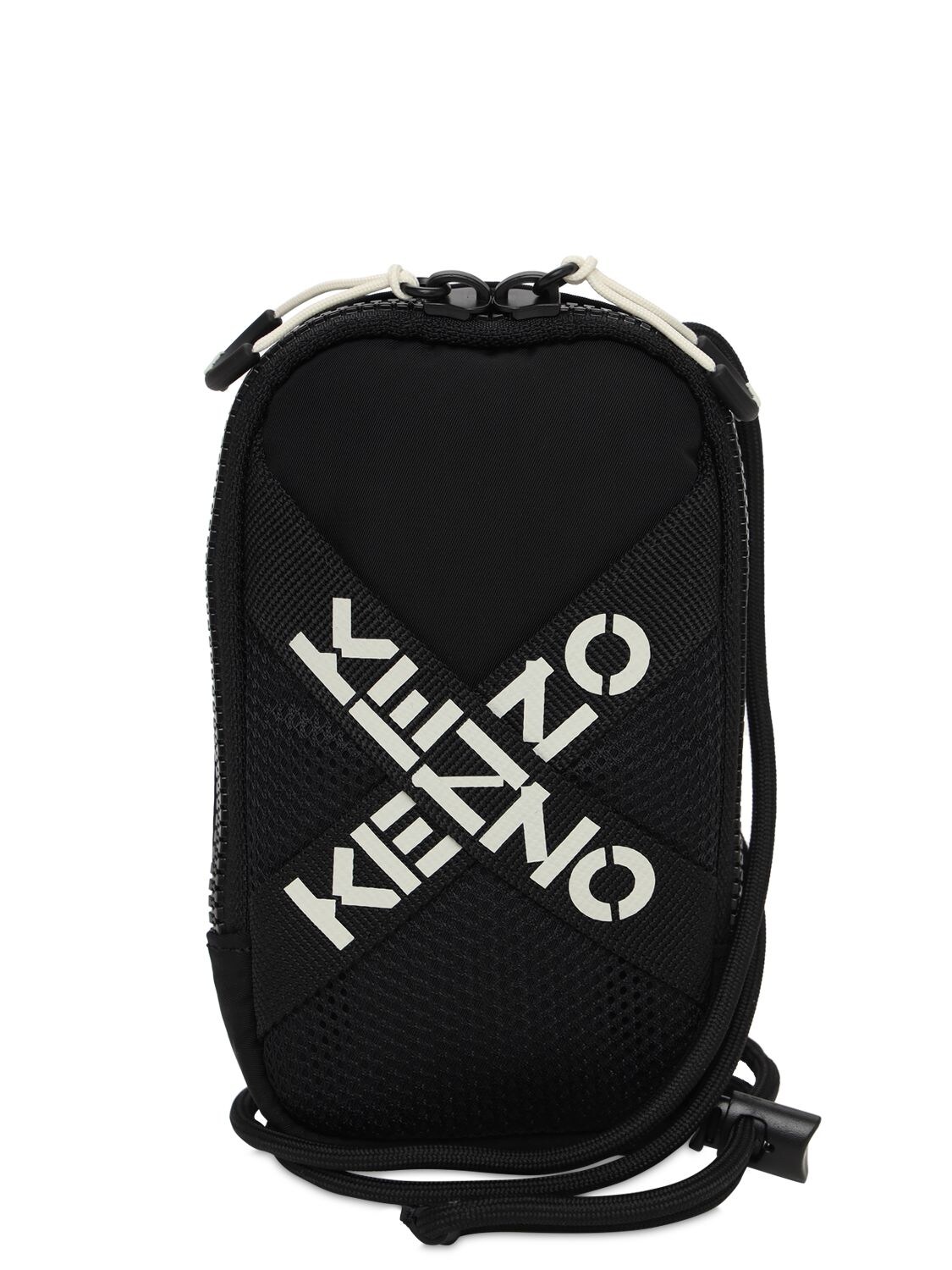 Kenzo Logo Printed Phone Holder On Strap In Black