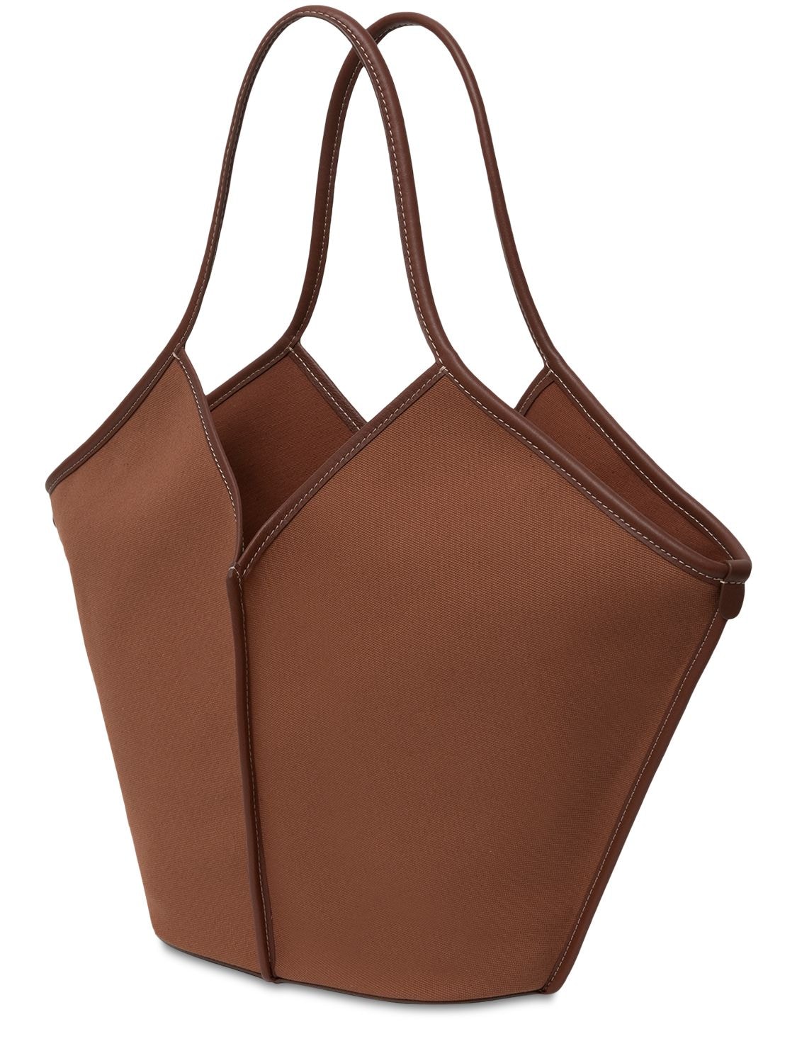 Hereu Calella Canvas & Leather Shoulder Bag In Tan,chestnut