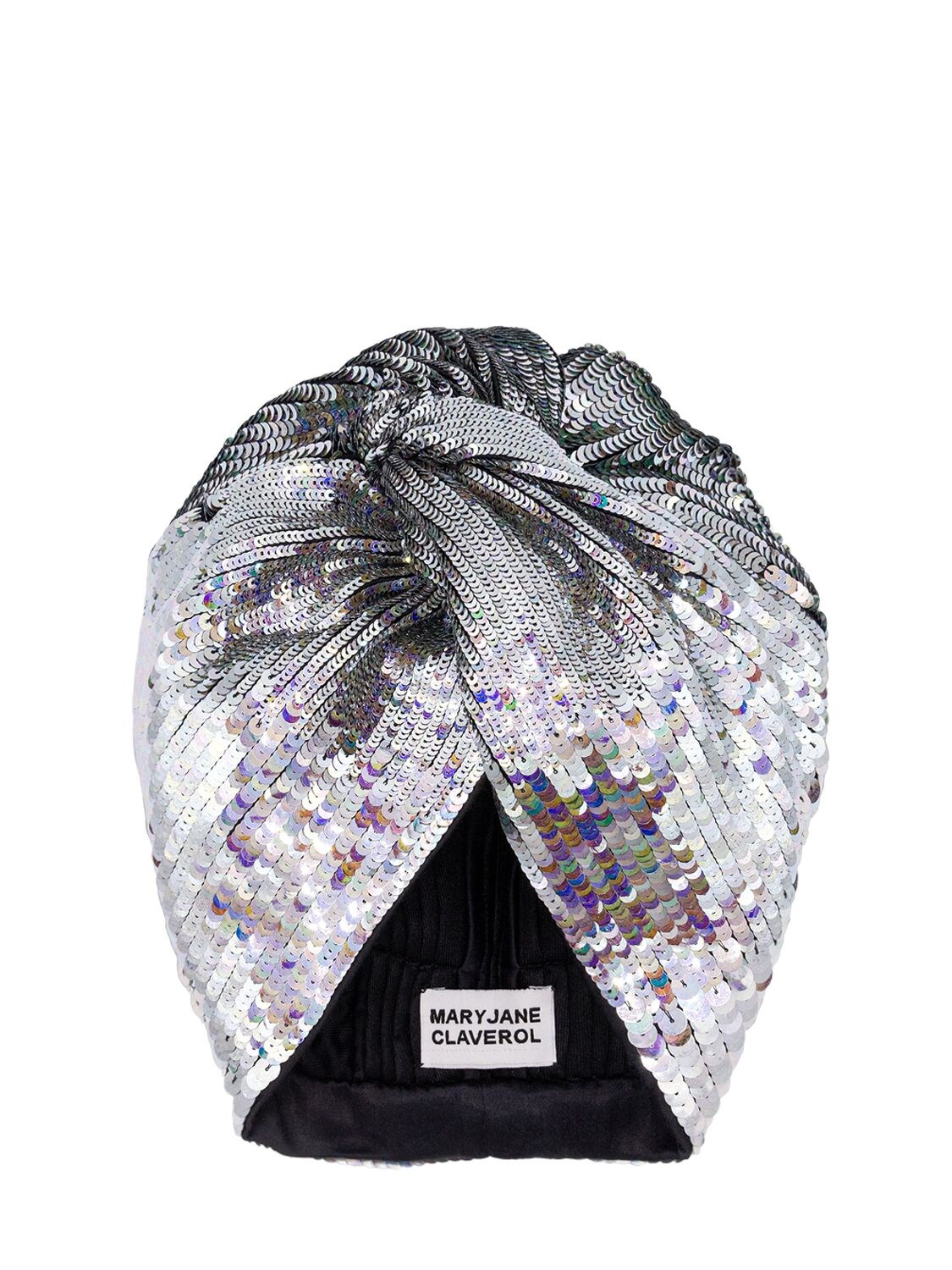 Mary Jane Claverol Adele Sequined Turban In Silver,blue