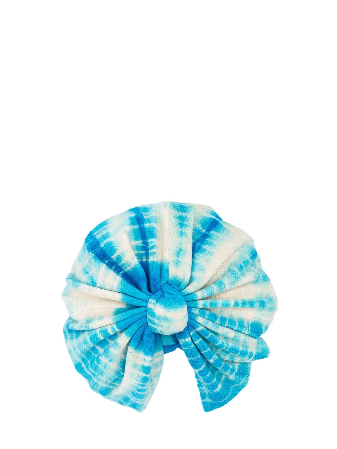 Mary Jane Claverol Biba Knotted Tie Dye Terry Cloth Turban In Blue,white