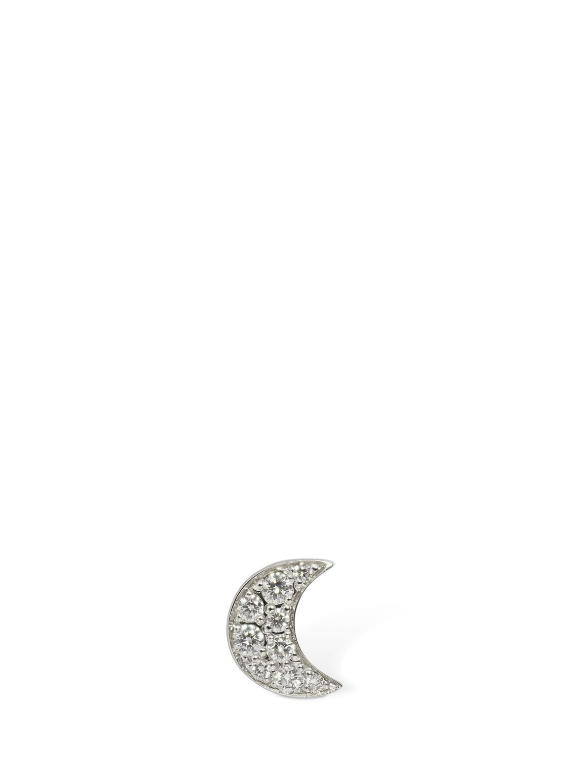 Dodo 18kt White Gold Moon Precious Diamond Single Earring In Crystal,silver