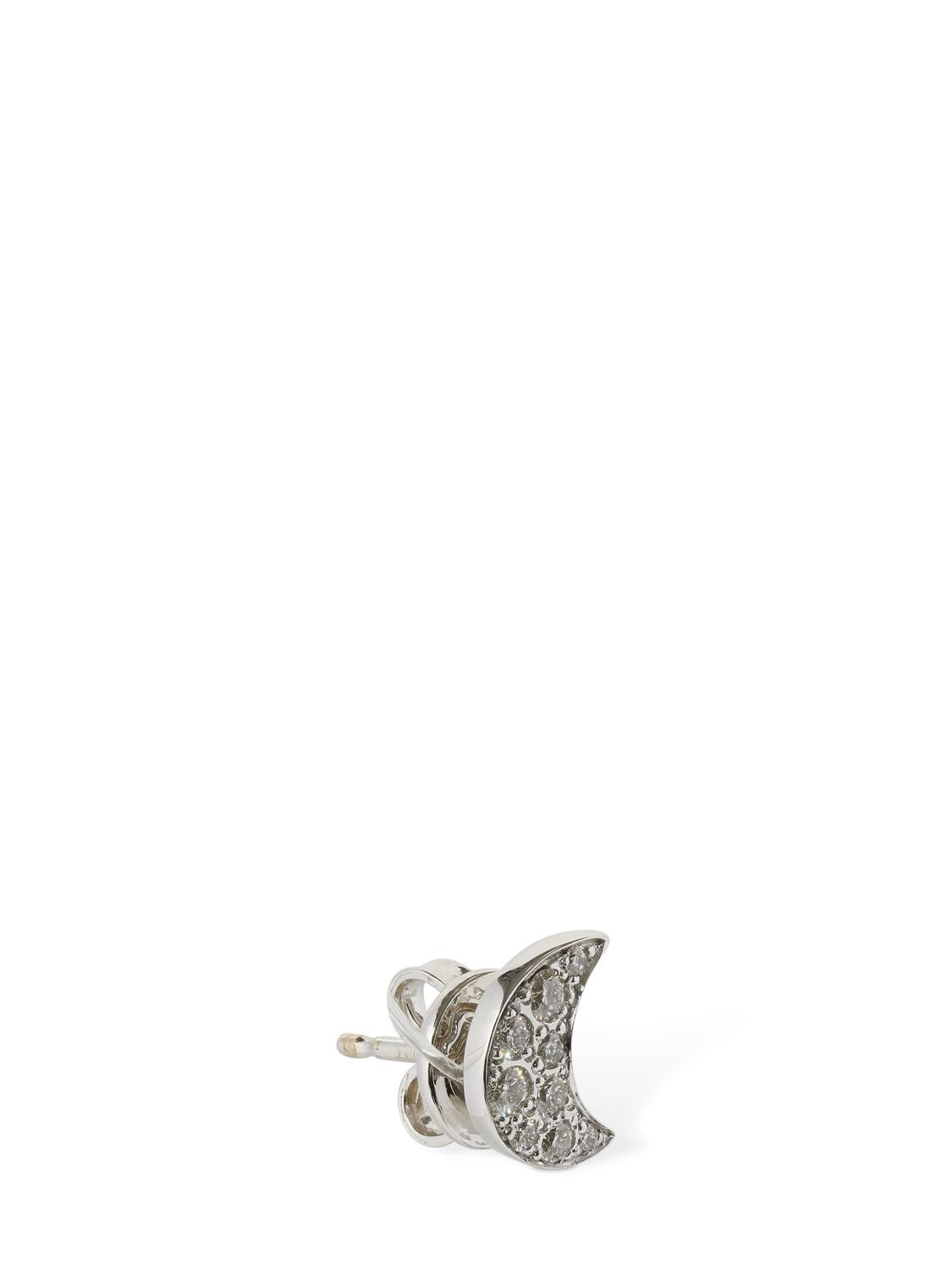 Shop Dodo 18kt Luna Stud Mono Earring W/ Diamonds In Crystal,silver