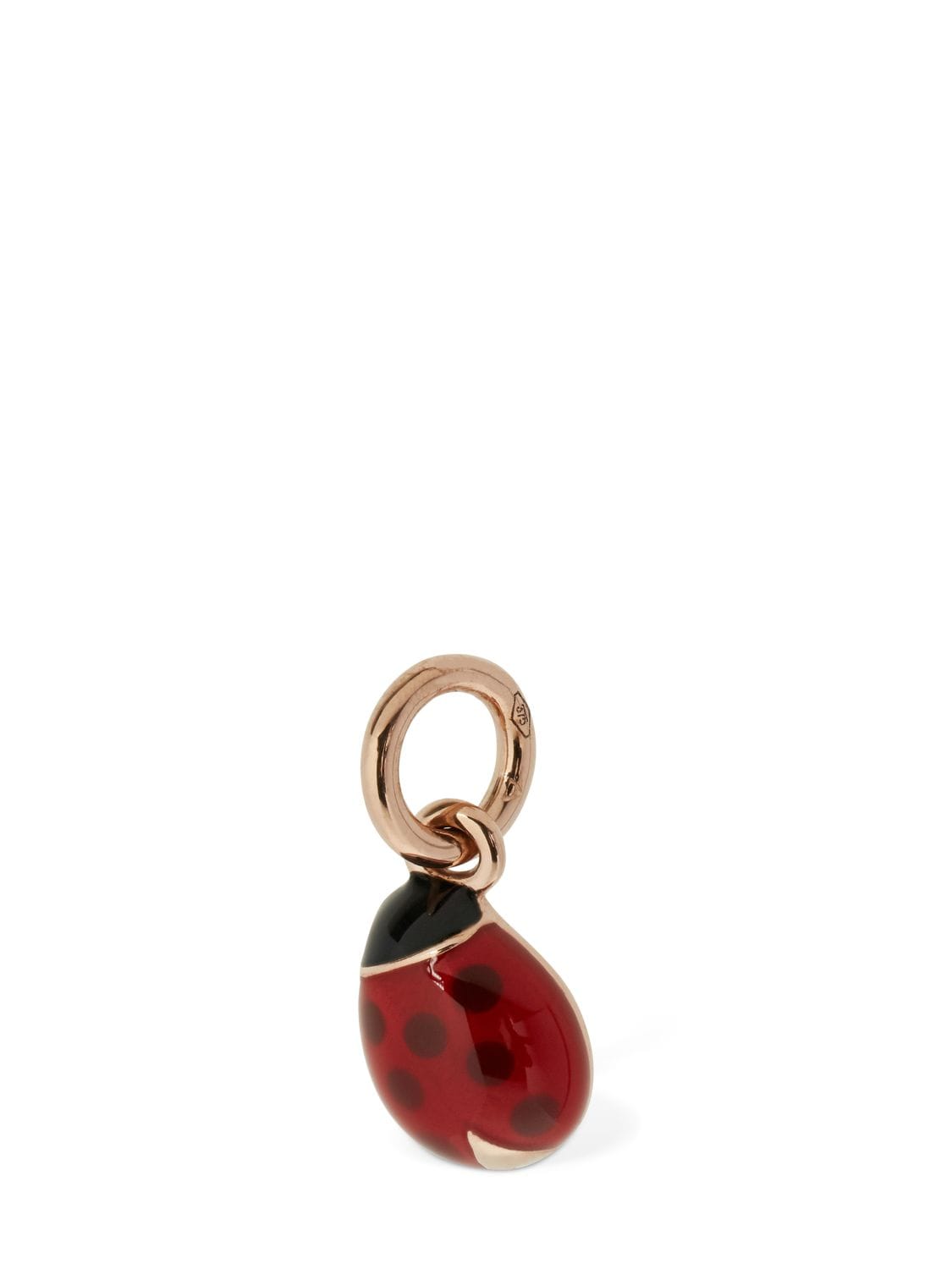 Dodo 9kt Rose Gold Enameled Coccinella Charm In Red,black
