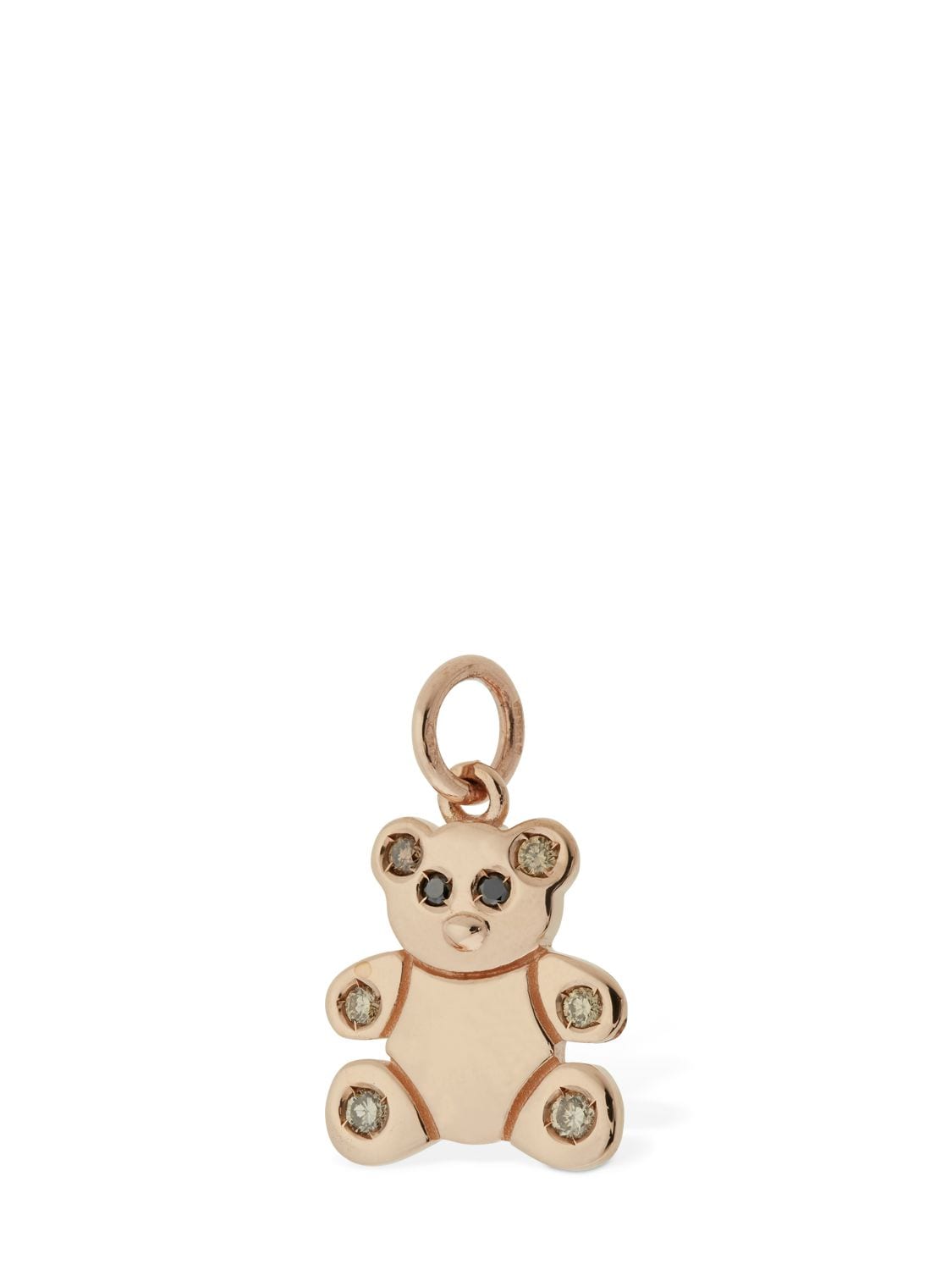 Dodo 9kt Rose Gold Teddy Bear Charm W/diamond In Gold,crystal