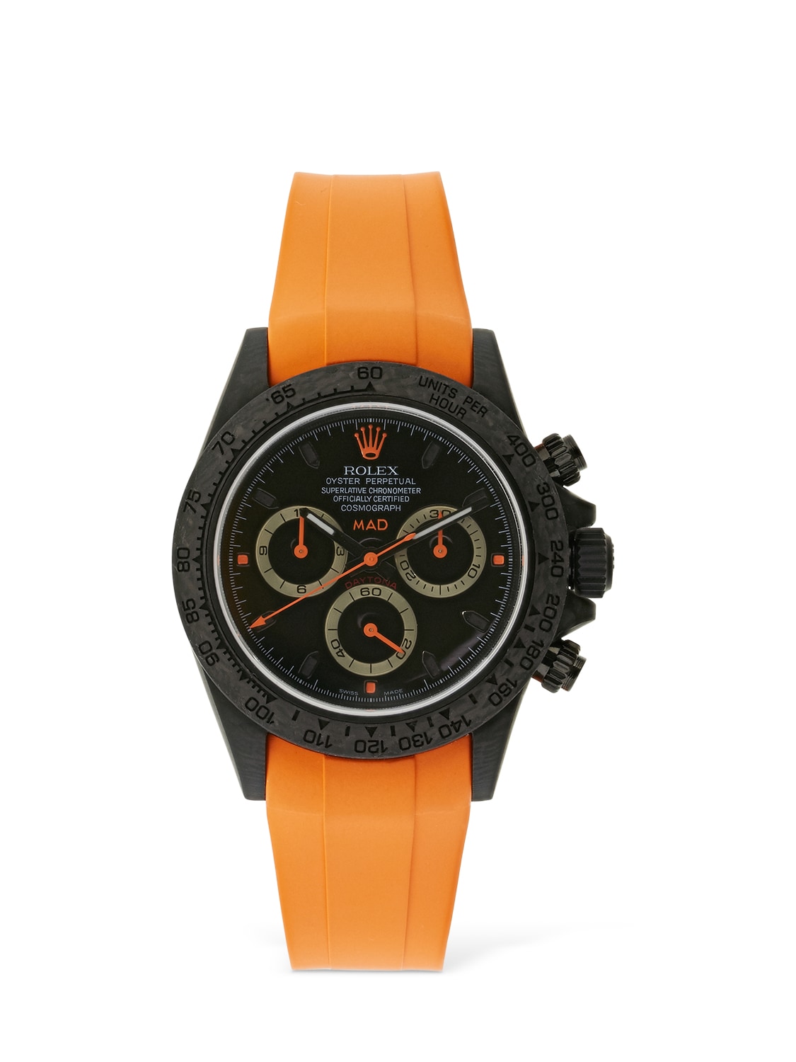 Mad Paris 40mm Rolex Daytona Carbon Watch In Orange,black
