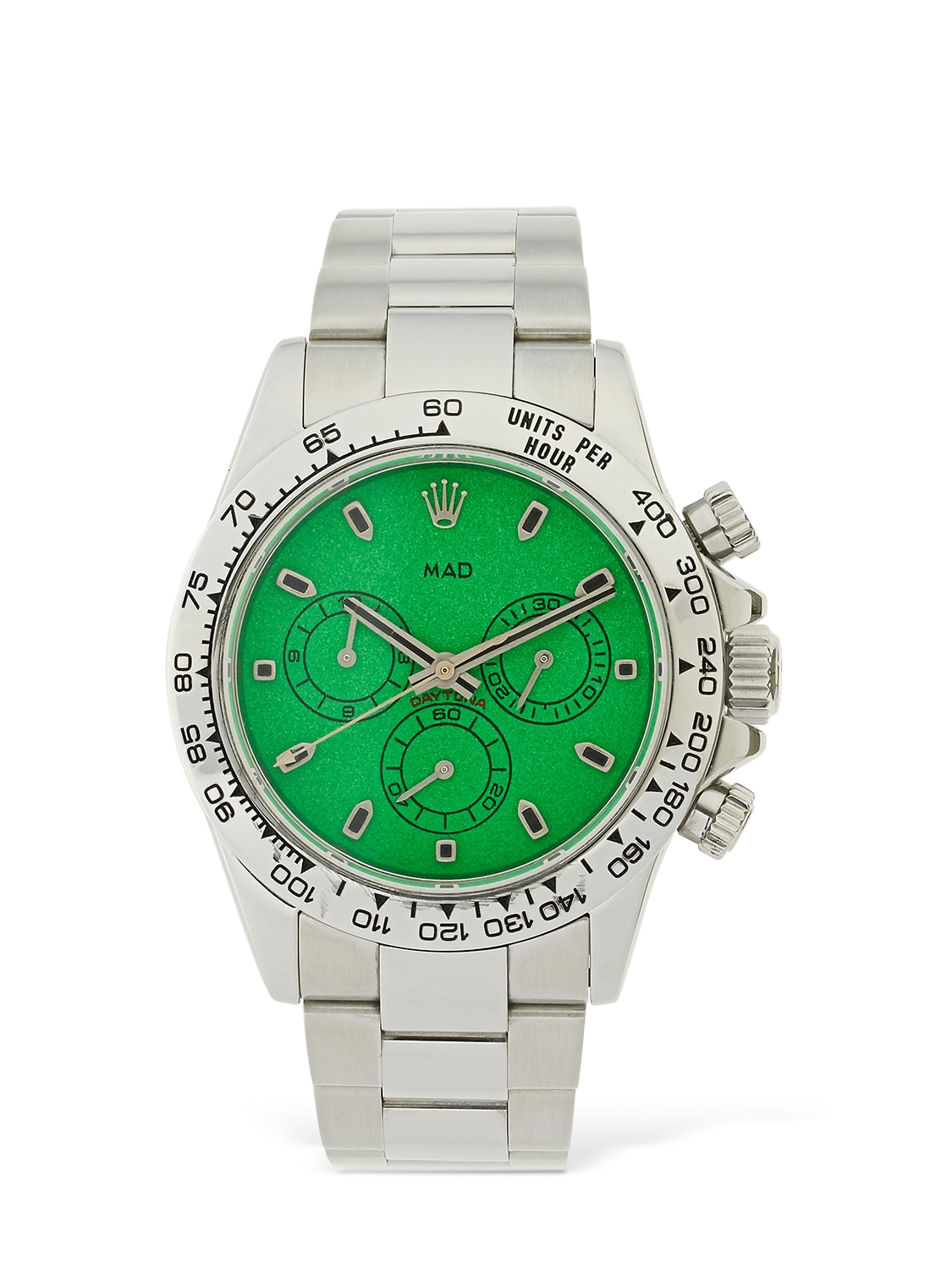 Mad Paris 40mm Rolex Daytona Watch In Silver,green