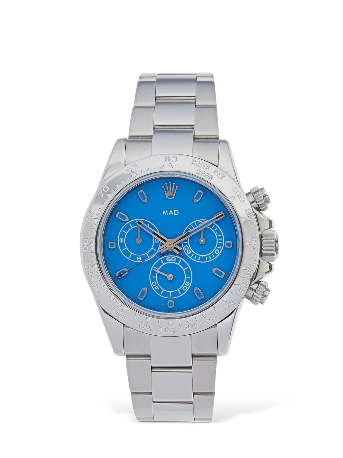 Mad Paris 40mm Rolex Daytona Watch In Silver,blue