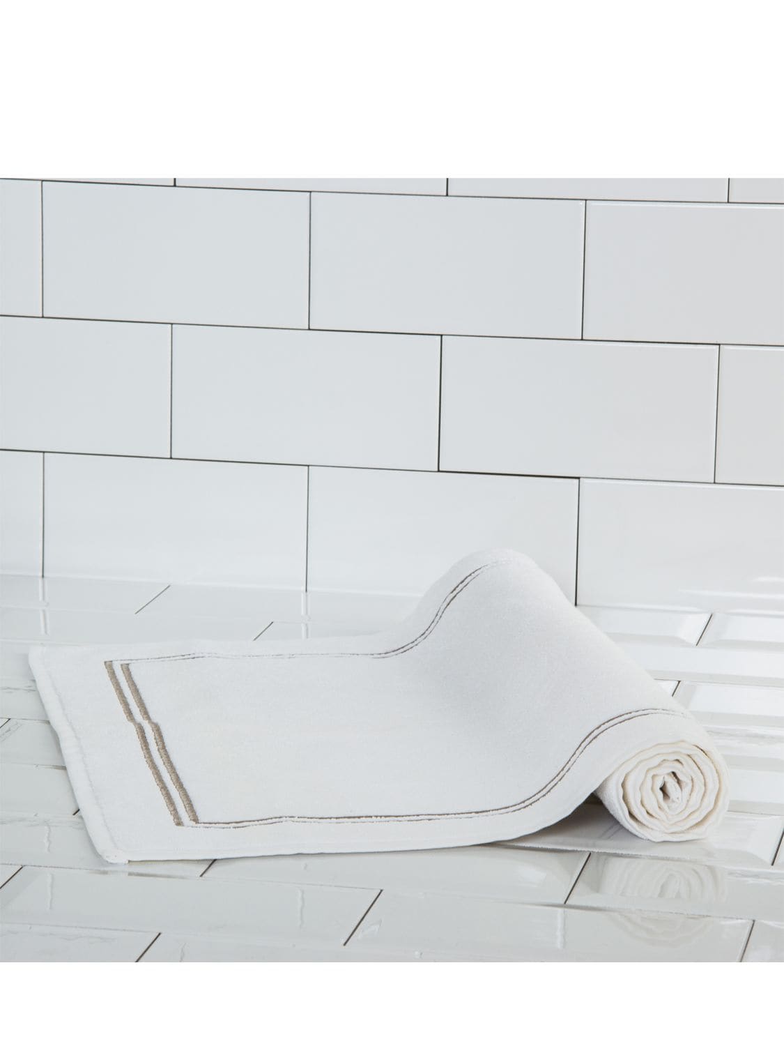 Shop Frette Hotel Classic Bath Mat In White,khaki