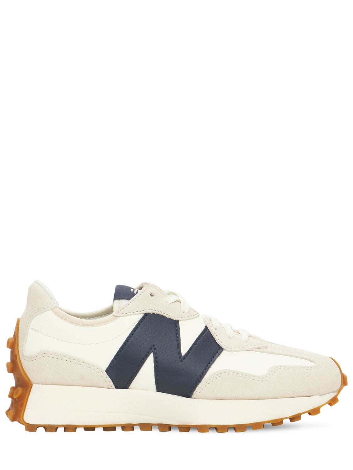 New Balance 327 Suede & Mesh Sneakers In White,blue
