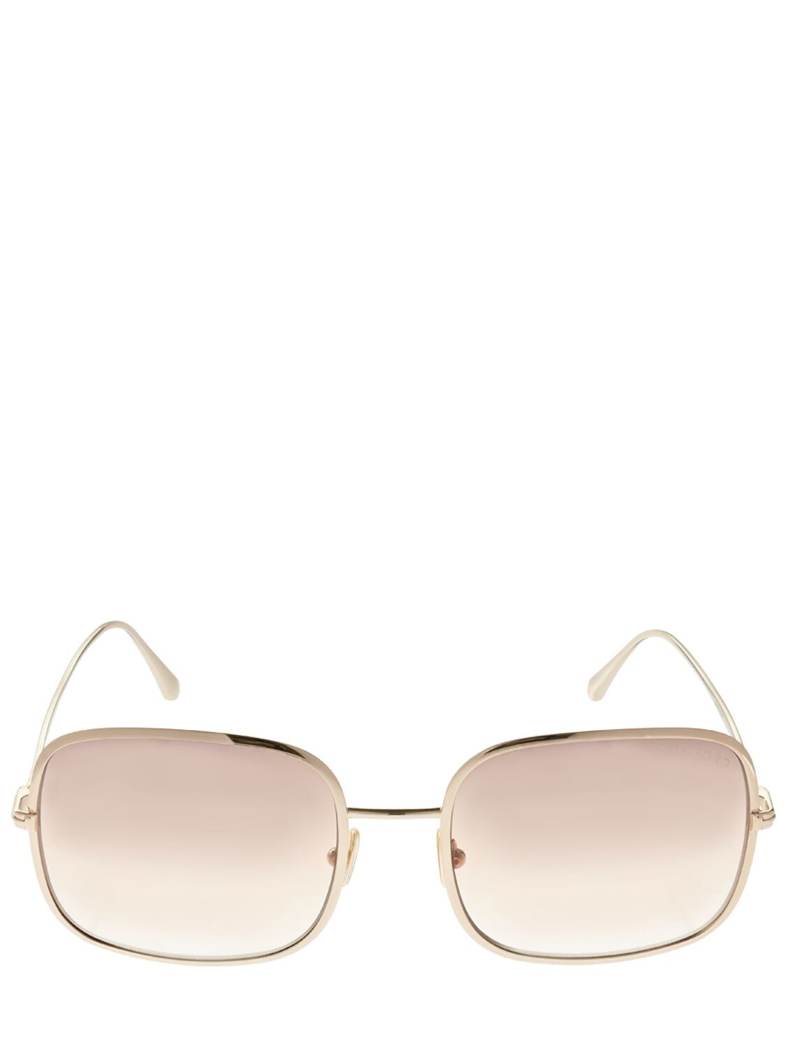 Tom Ford Keira Squared Metal Sunglasses In Gold,multi