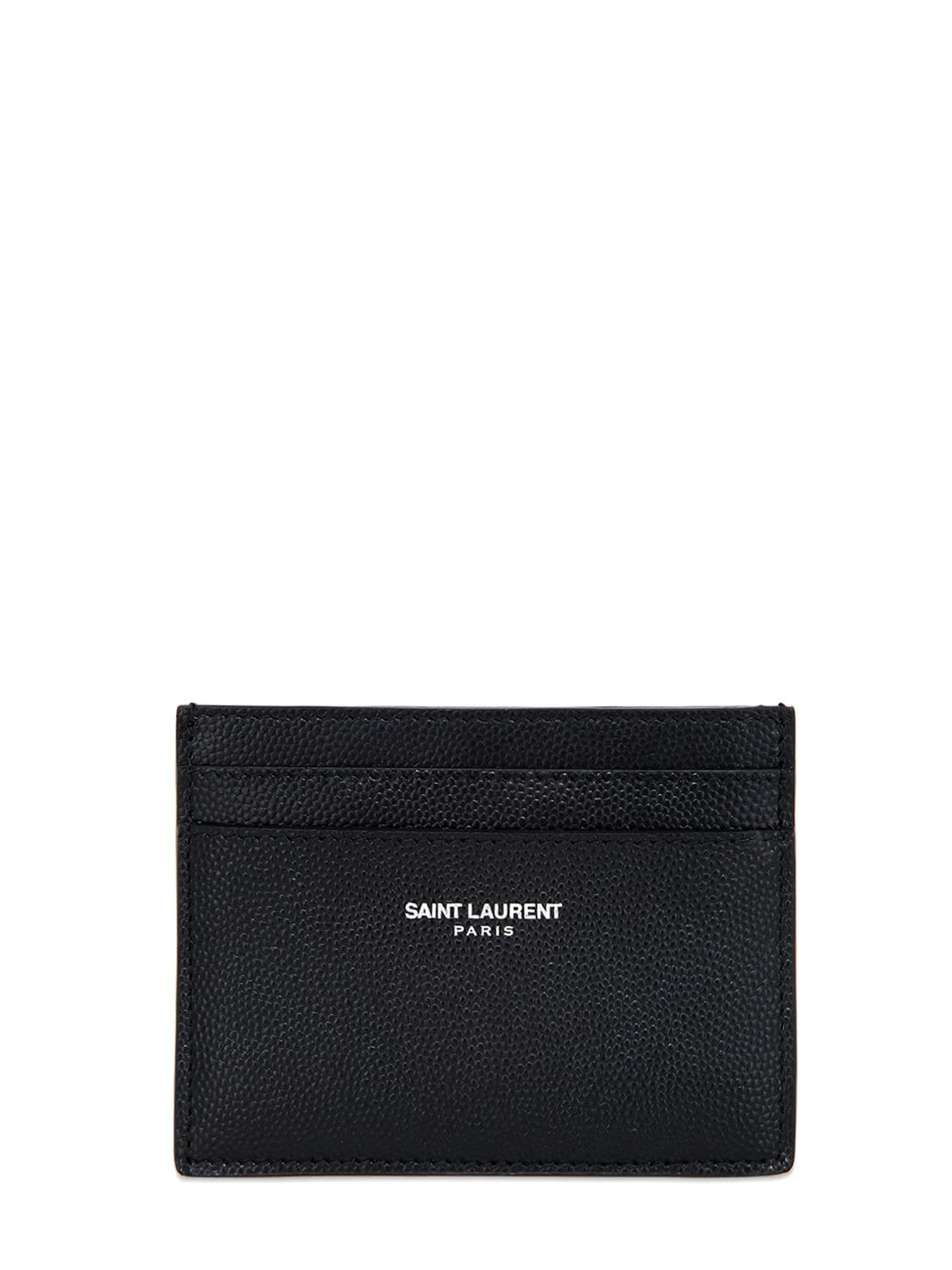 Shop Saint Laurent Grain Leather Card Holder In Black