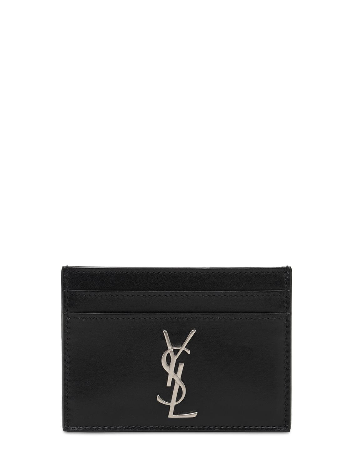 Saint Laurent Monogram Leather Card Holder In Black