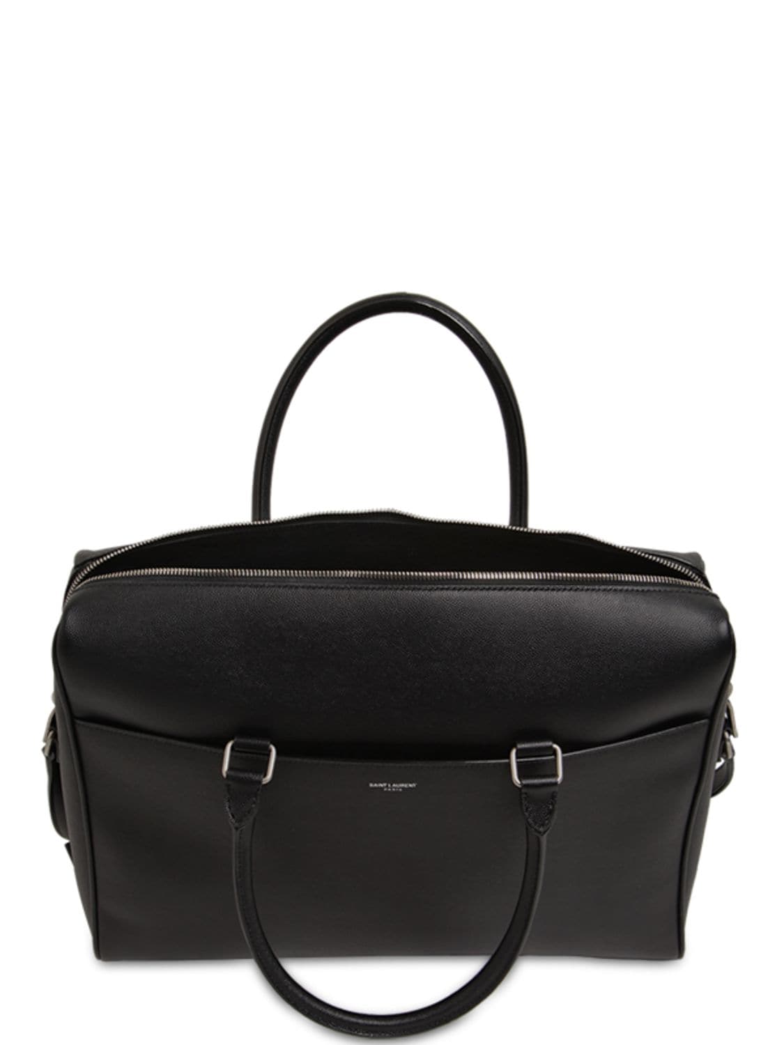 Shop Saint Laurent Grained Leather Briefcase In Black