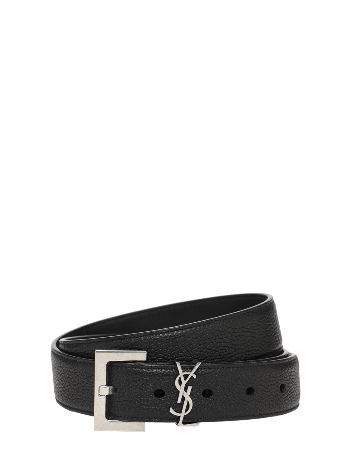 Shop Saint Laurent 3cm Monogram Leather Belt In Black