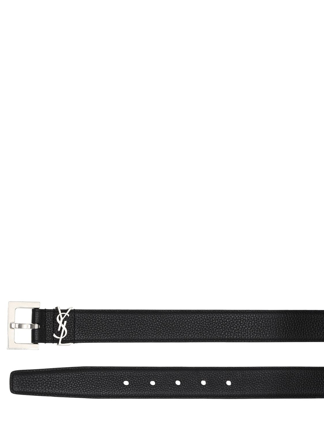 Shop Saint Laurent 3cm Monogram Leather Belt In Black