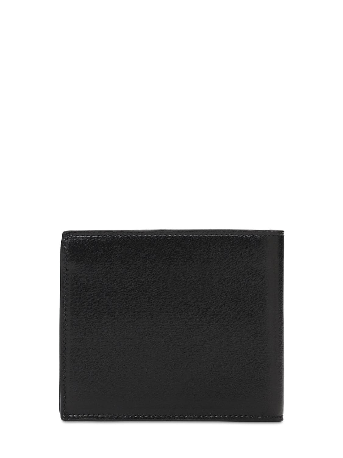 Shop Saint Laurent Tiny Monogram Leather Wallet In Black