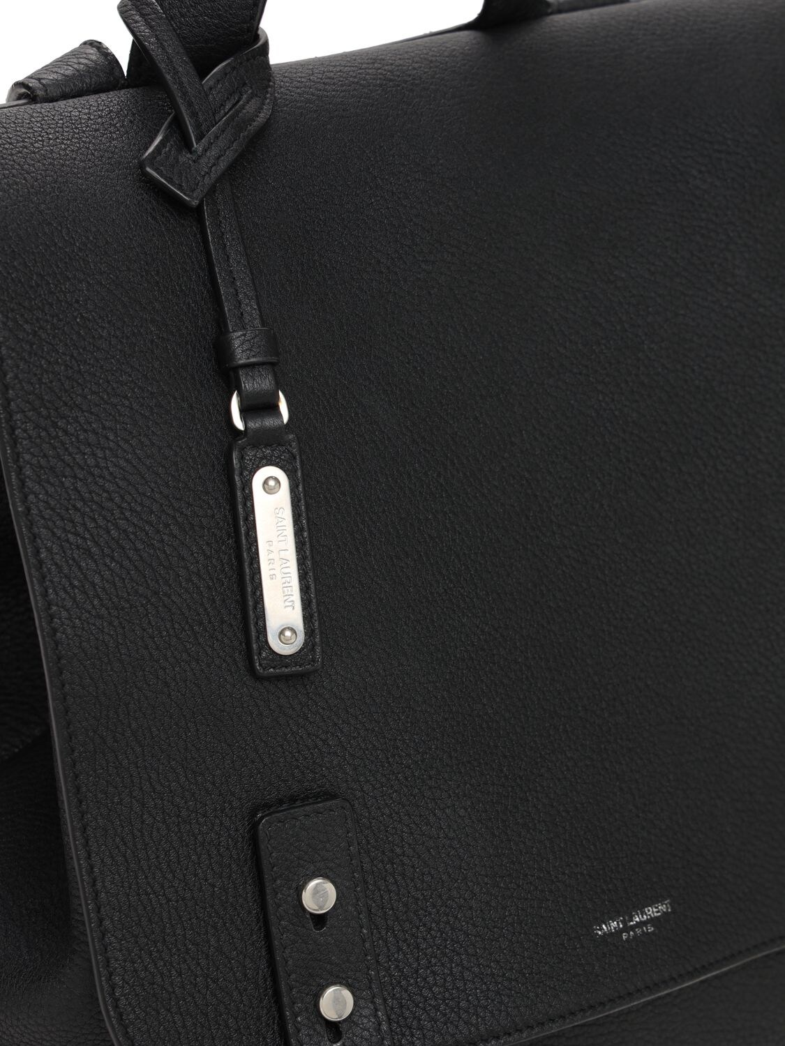 Shop Saint Laurent Logo Sac De Jour Leather Backpack In Black