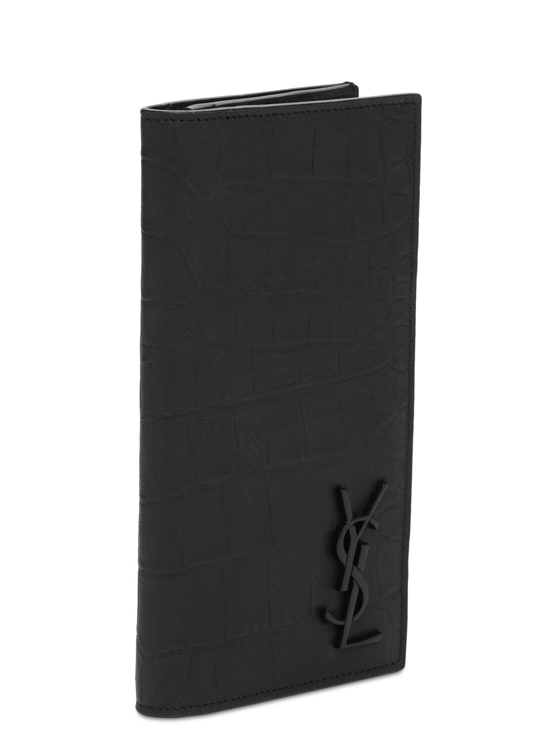 Shop Saint Laurent Monogram Embossed Continental Wallet In Black