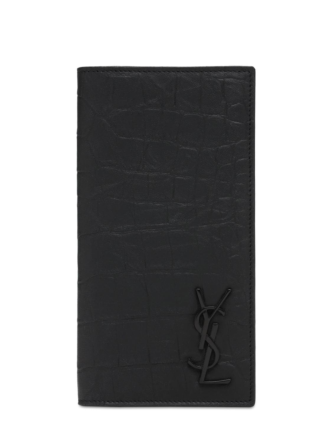 Shop Saint Laurent Monogram Embossed Continental Wallet In Black
