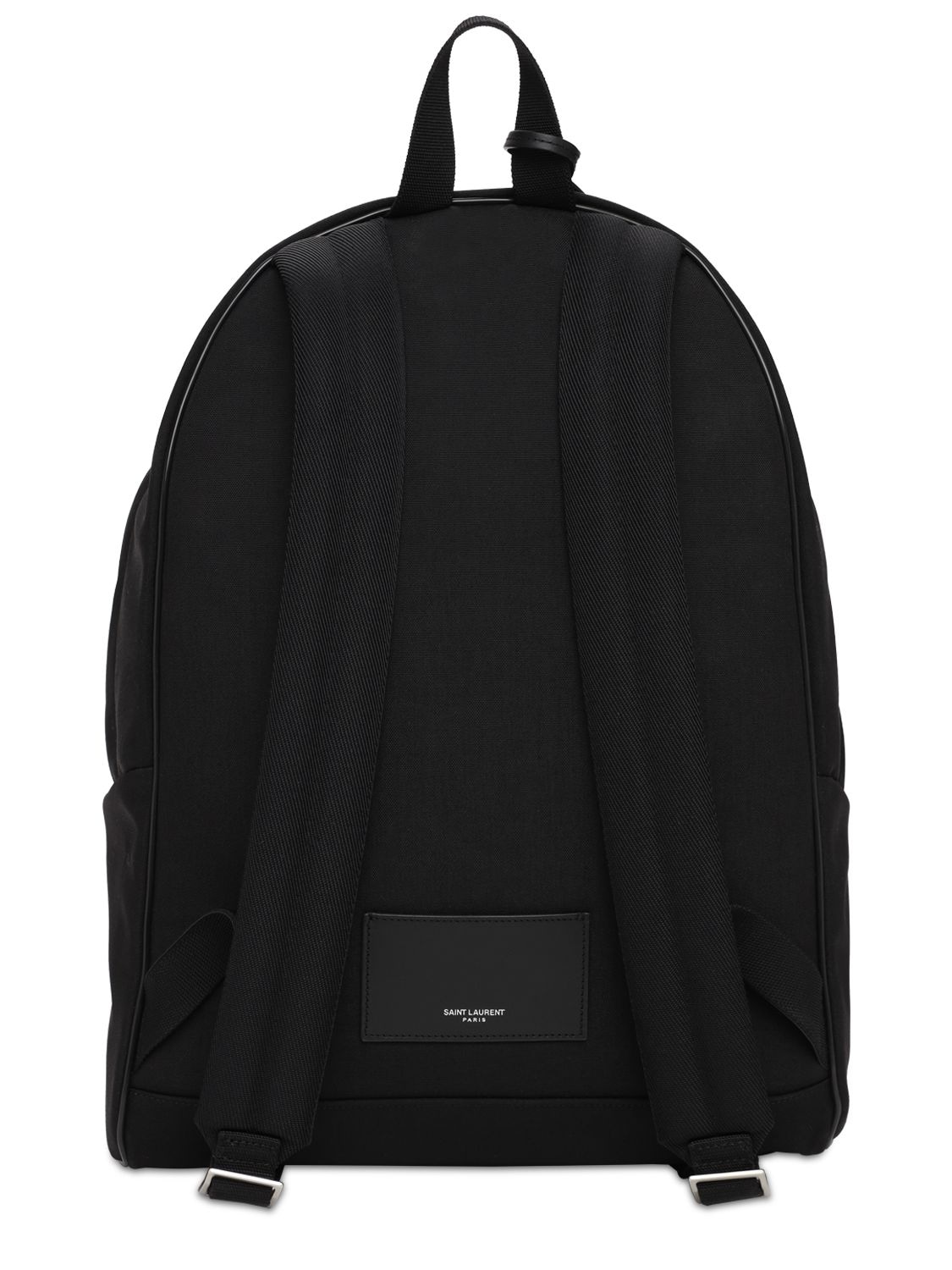 Shop Saint Laurent Logo Nylon City Backpack In Black