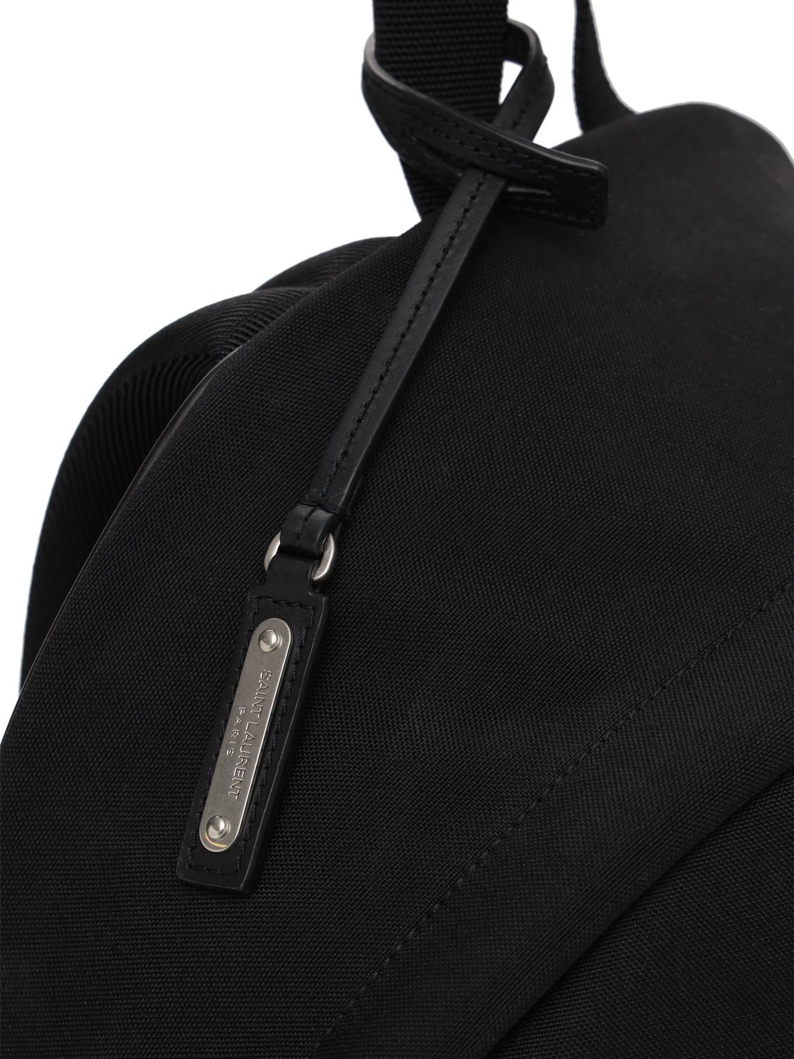 Shop Saint Laurent Logo Nylon City Backpack In Black