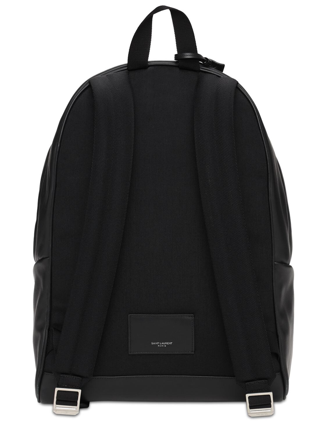Shop Saint Laurent Logo Leather City Backpack In Black