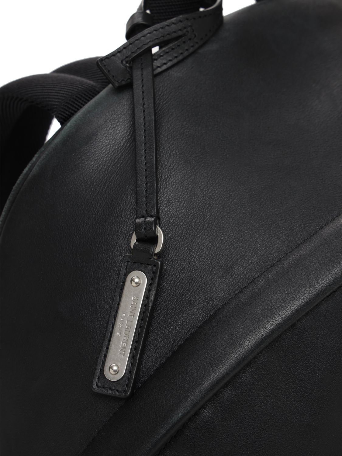 Shop Saint Laurent Logo Leather City Backpack In Black