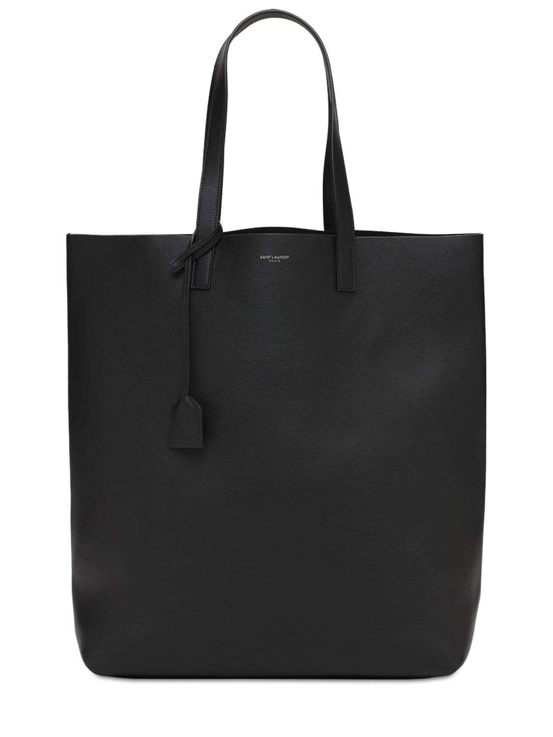 Saint Laurent Logo Leather Shopping Bag In Black