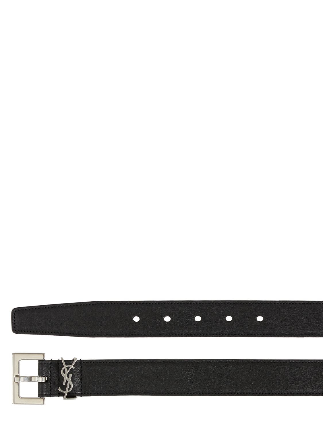 Saint Laurent 3cm Logo-embellished Croc-effect Leather Belt - Men - Brown Belts