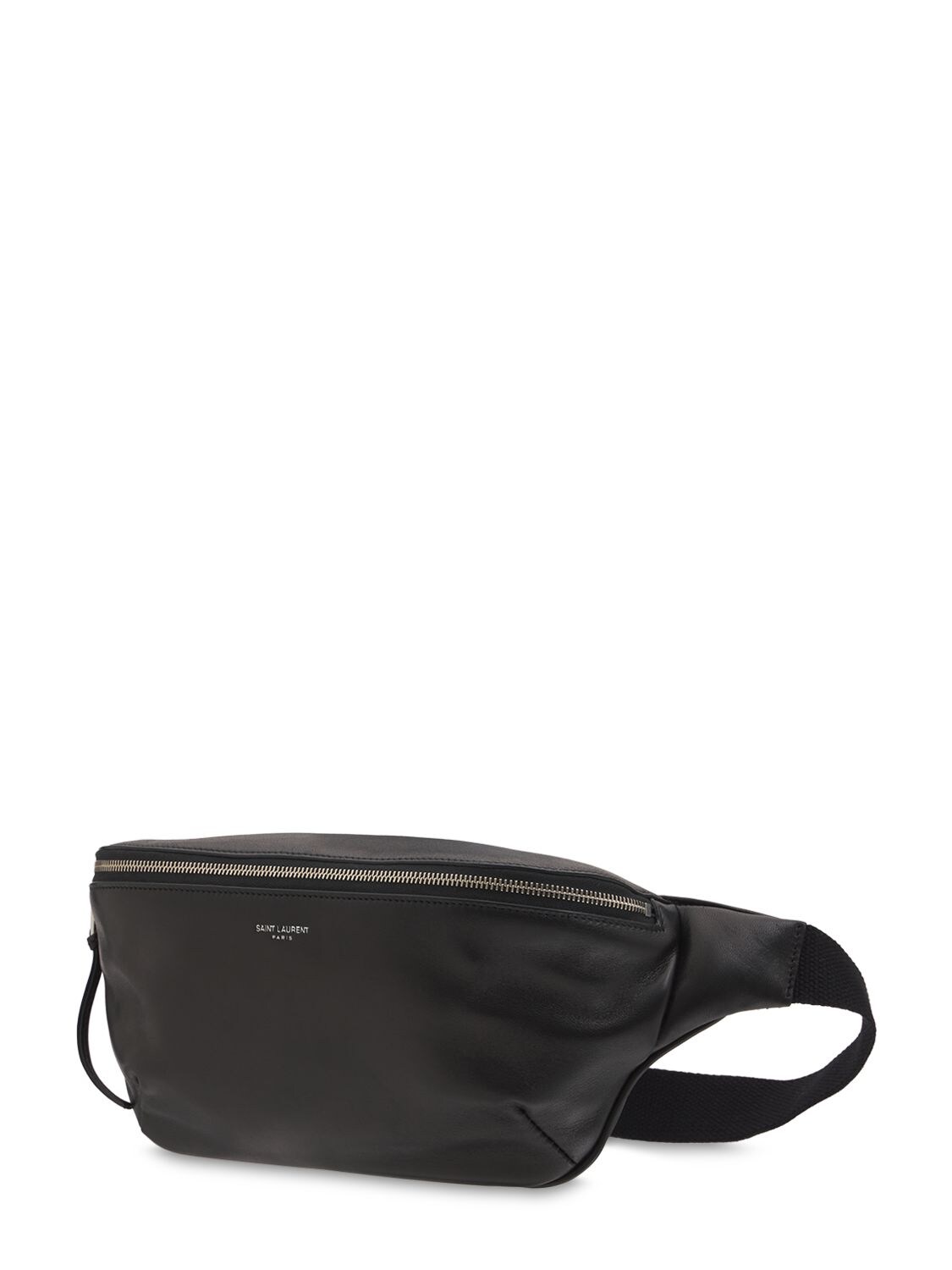 Shop Saint Laurent Ysl Leather Belt Bag In 黑色