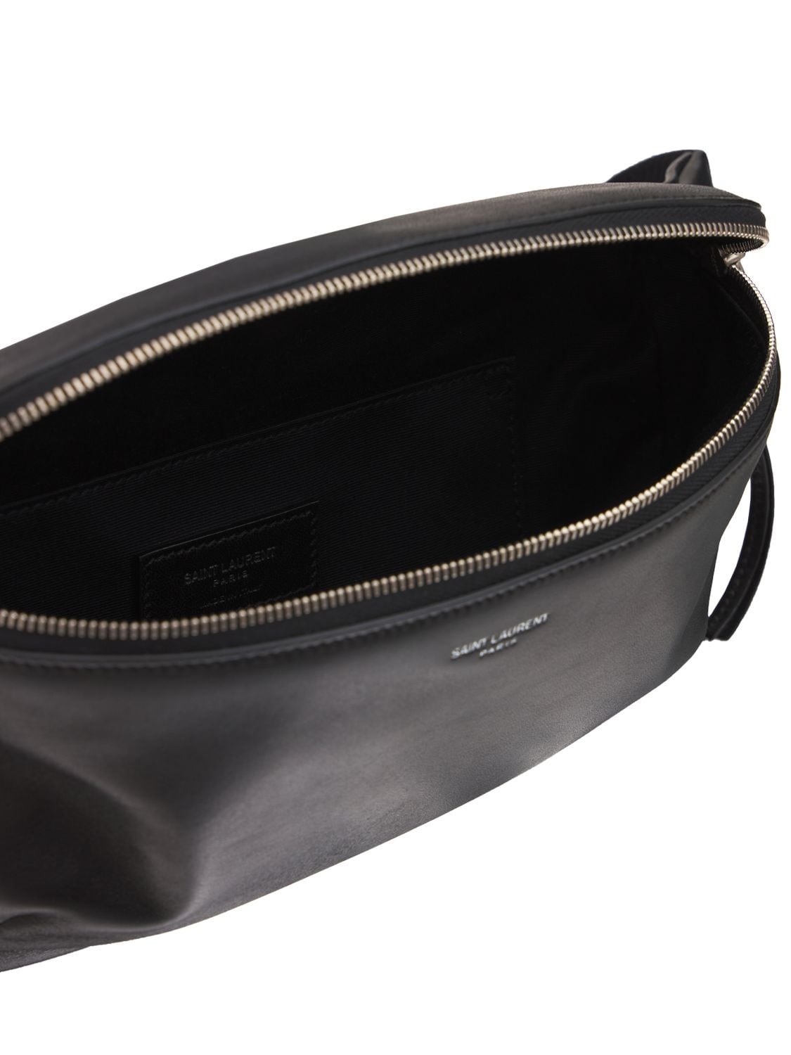 Shop Saint Laurent Ysl Leather Belt Bag In 黑色