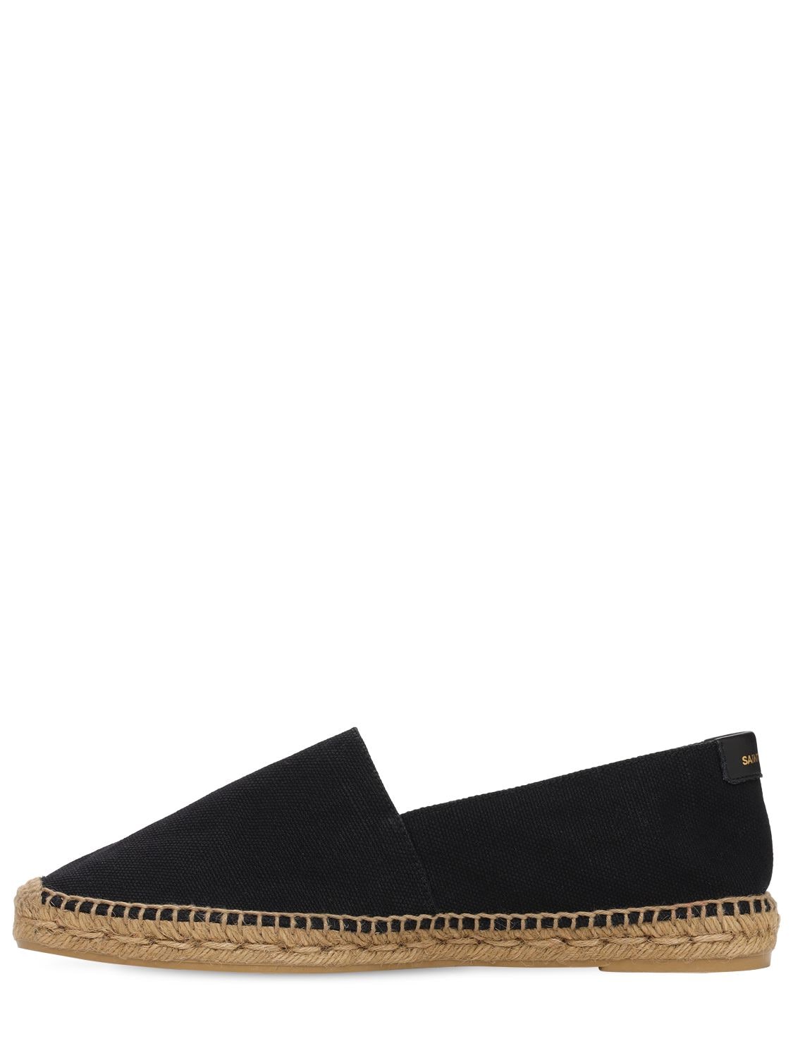 Shop Saint Laurent Logo Cotton & Linen Canvas Espadrilles In Black